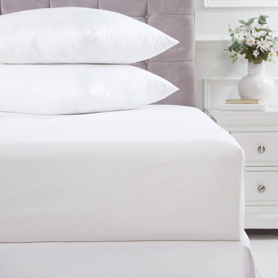 100% Cotton 180TC White Deep Fitted Sheet