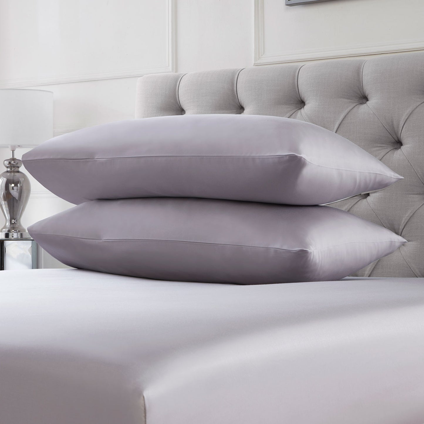 100% Cotton 400TC Silver Housewife Pillowcase Pair