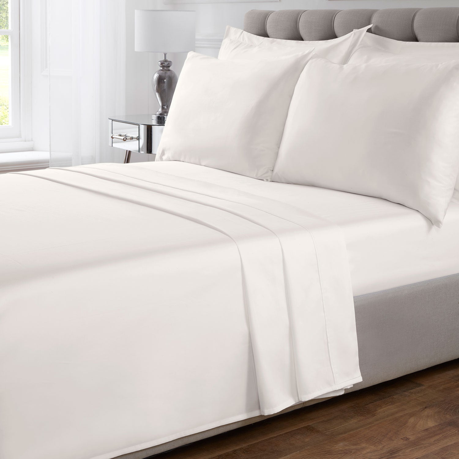 100 Cotton 400TC Ivory Flat Sheet Julian Charles Home