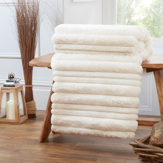 Alaska Ivory Faux Fur Throw