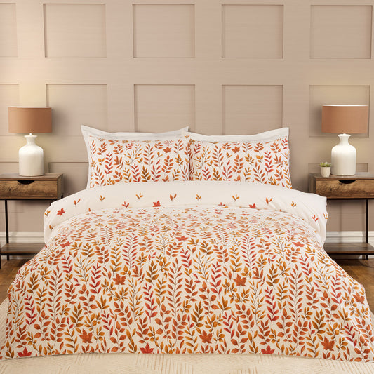 Amber Autumn Leaf 100% Cotton Duvet Set