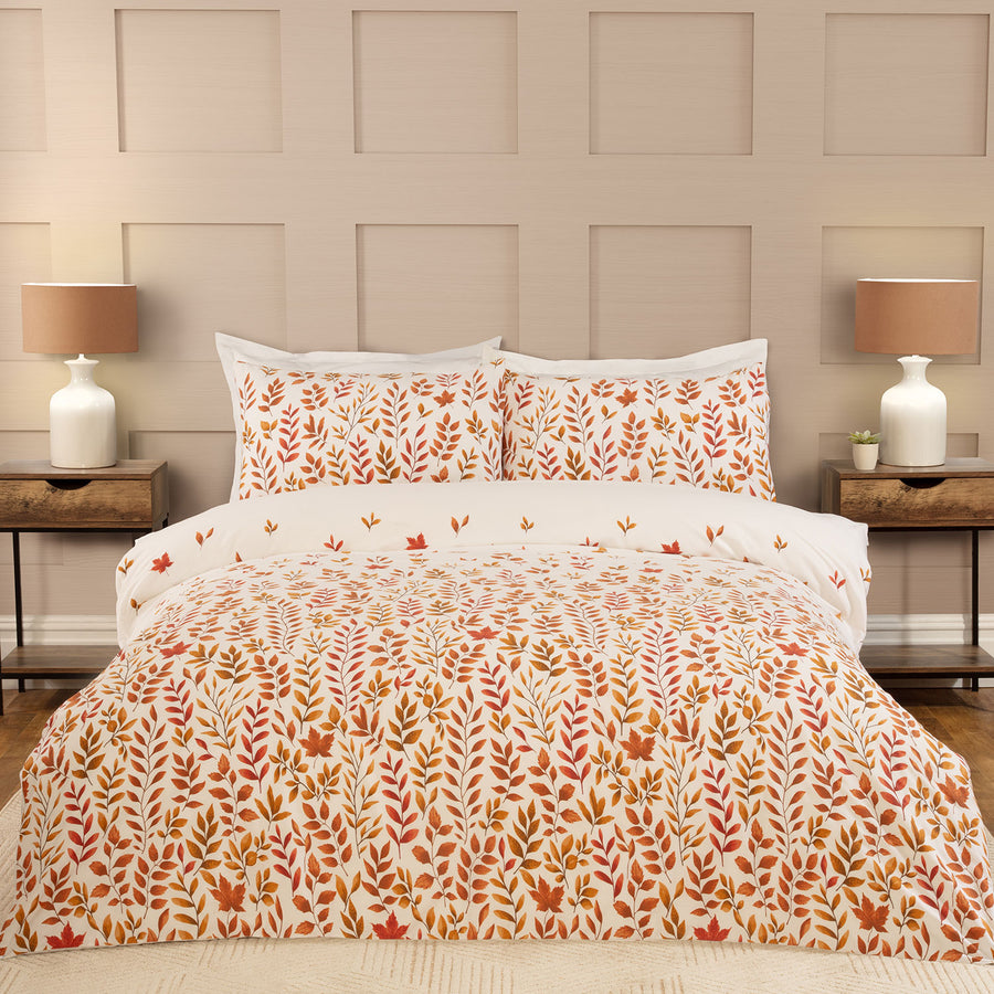 Amber Autumn Leaf 100% Cotton Duvet Set