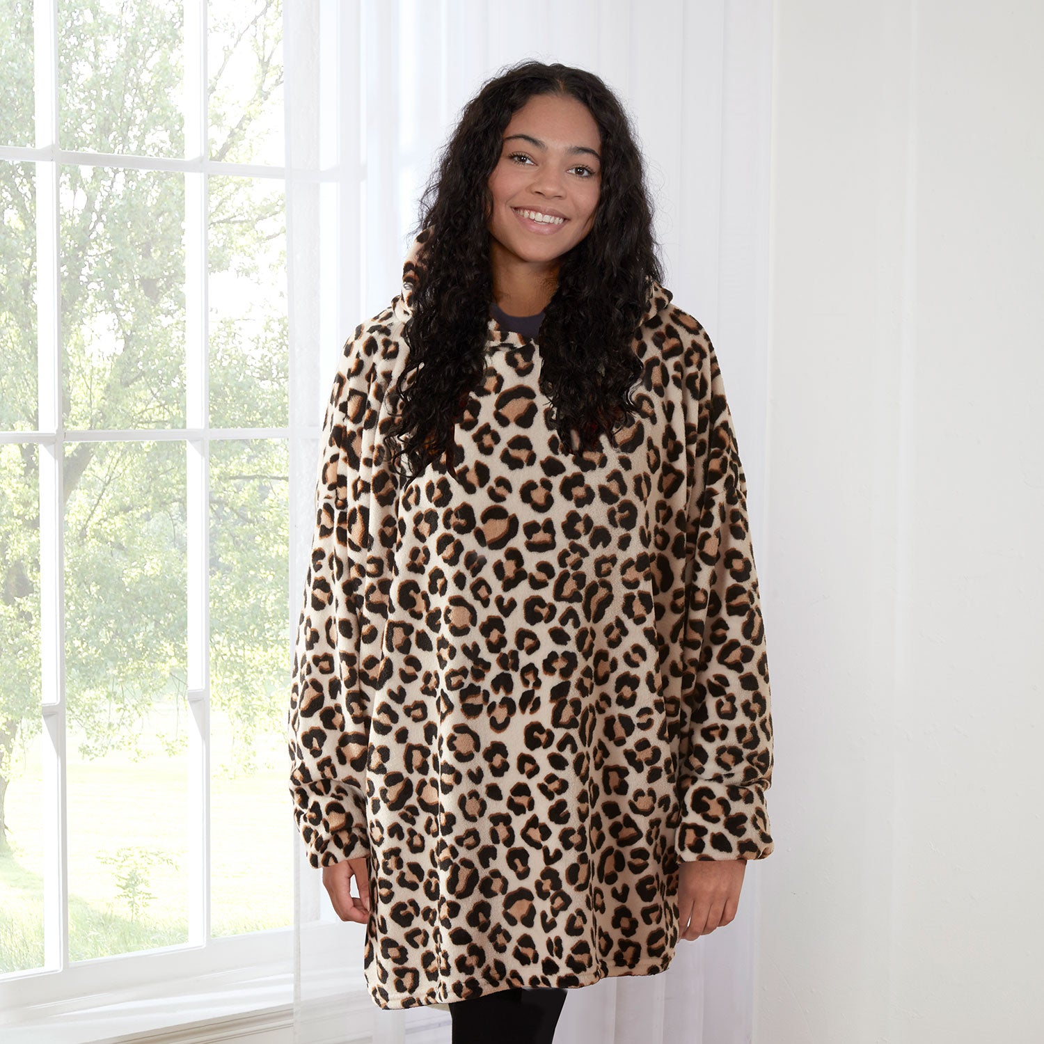 Leopard Print Oversized Fleece Hoodie – Julian Charles Home