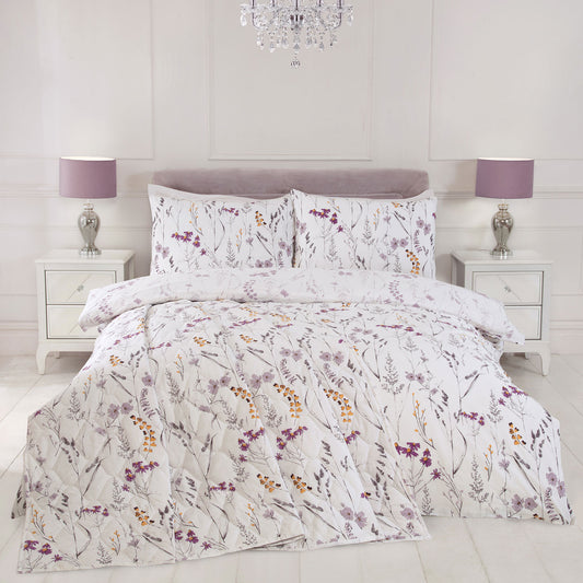 Becky Lilac Floral 100% Cotton Duvet Set