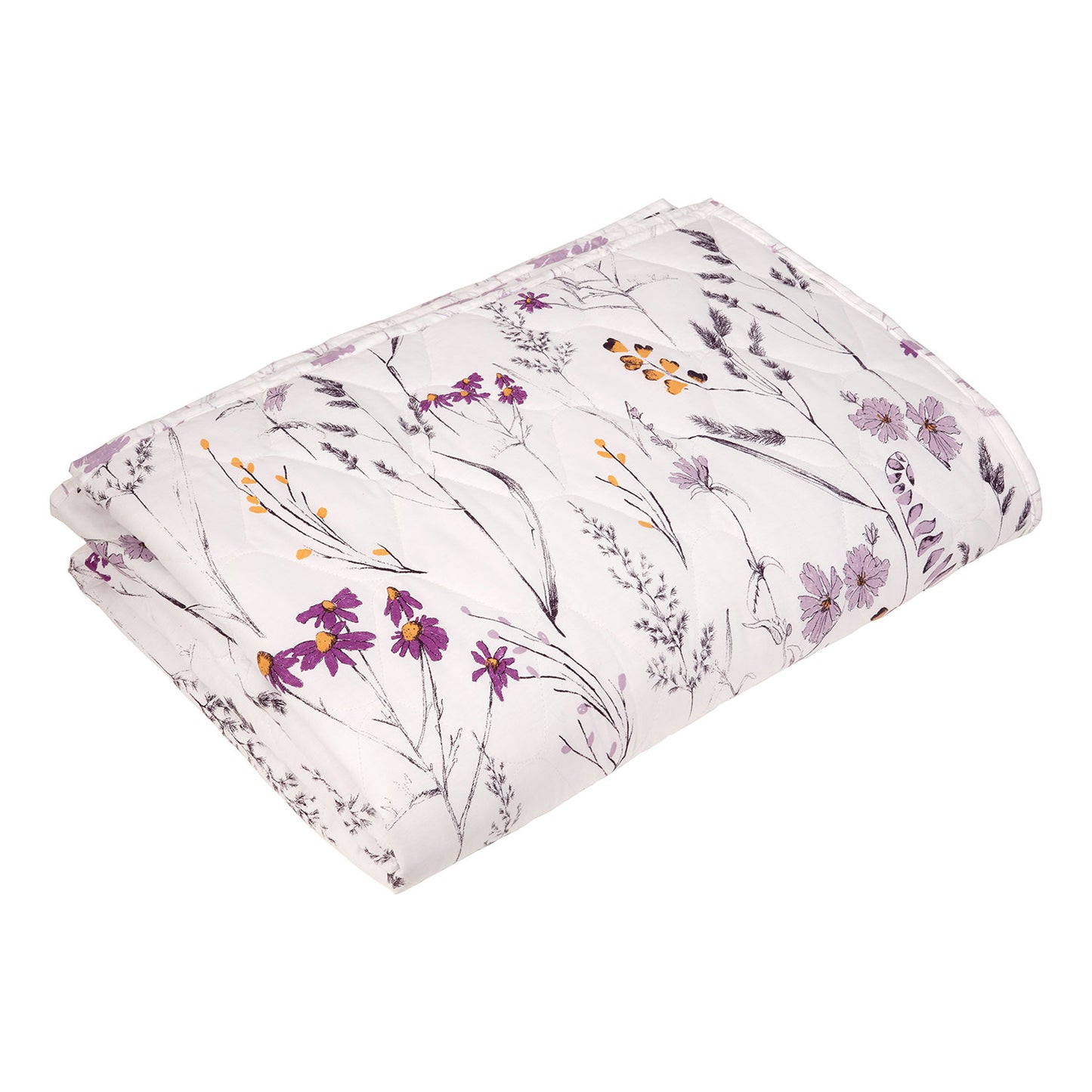 Becky Lilac Floral Quilted Throw (240cm x 160cm)