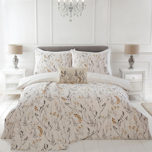 Becky Natural Floral 100% Cotton Duvet Set