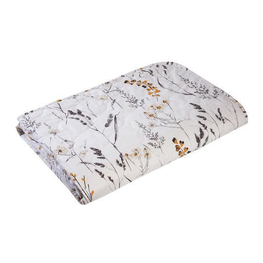 Becky Natural Floral Quilted Throw (240cm x 160cm)