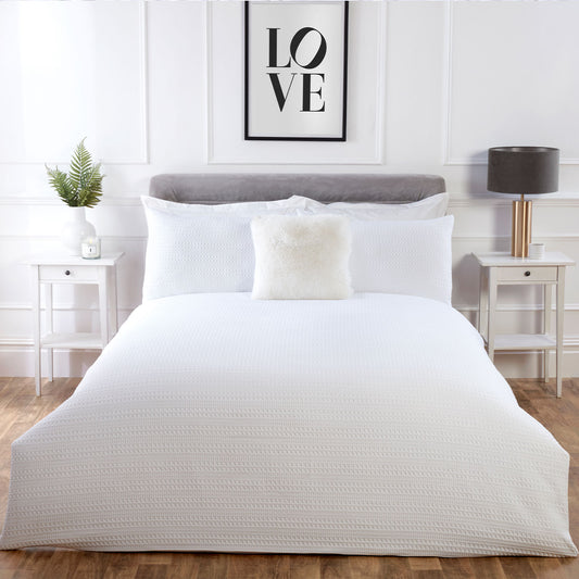 Bedford White Waffle Duvet Set