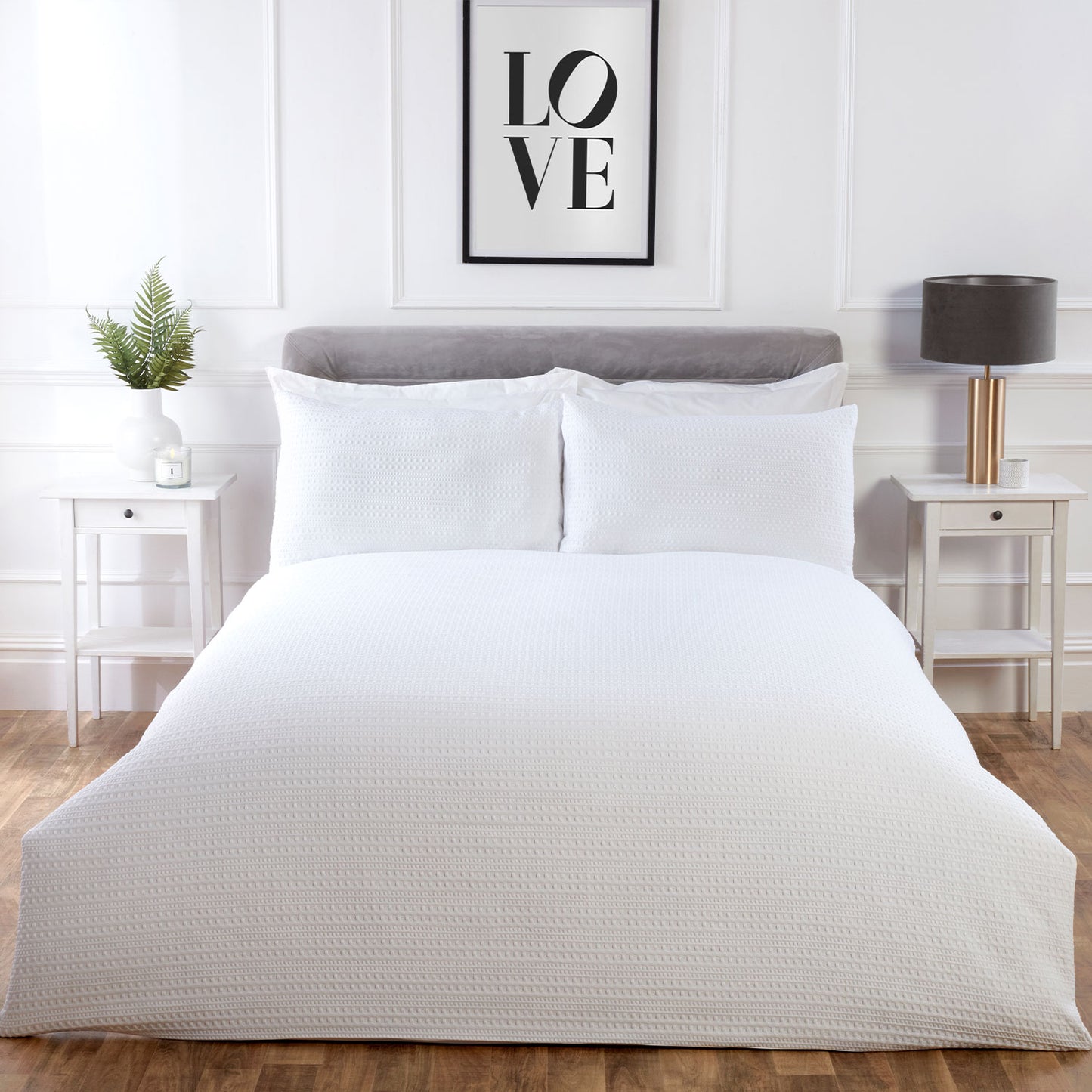 Bedford White Waffle Duvet Set