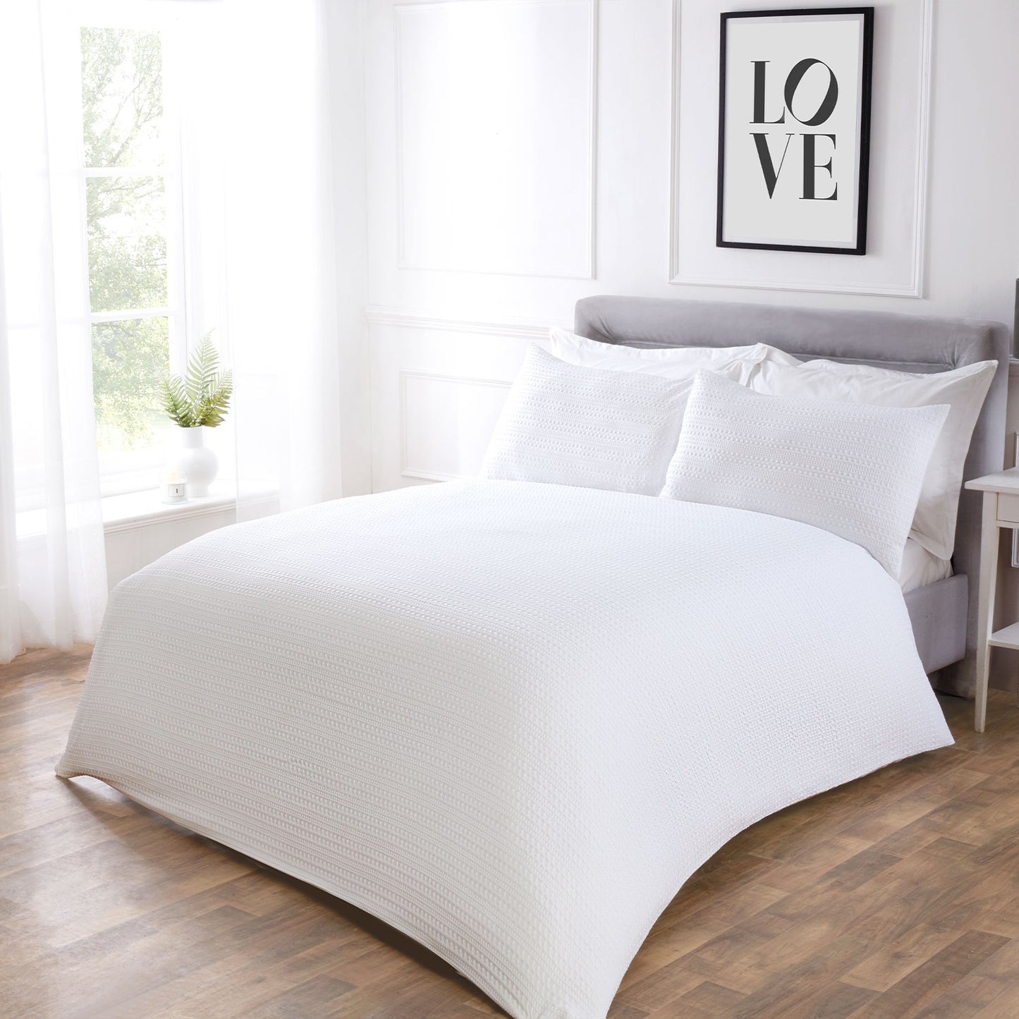 Bedford White Waffle Duvet Set