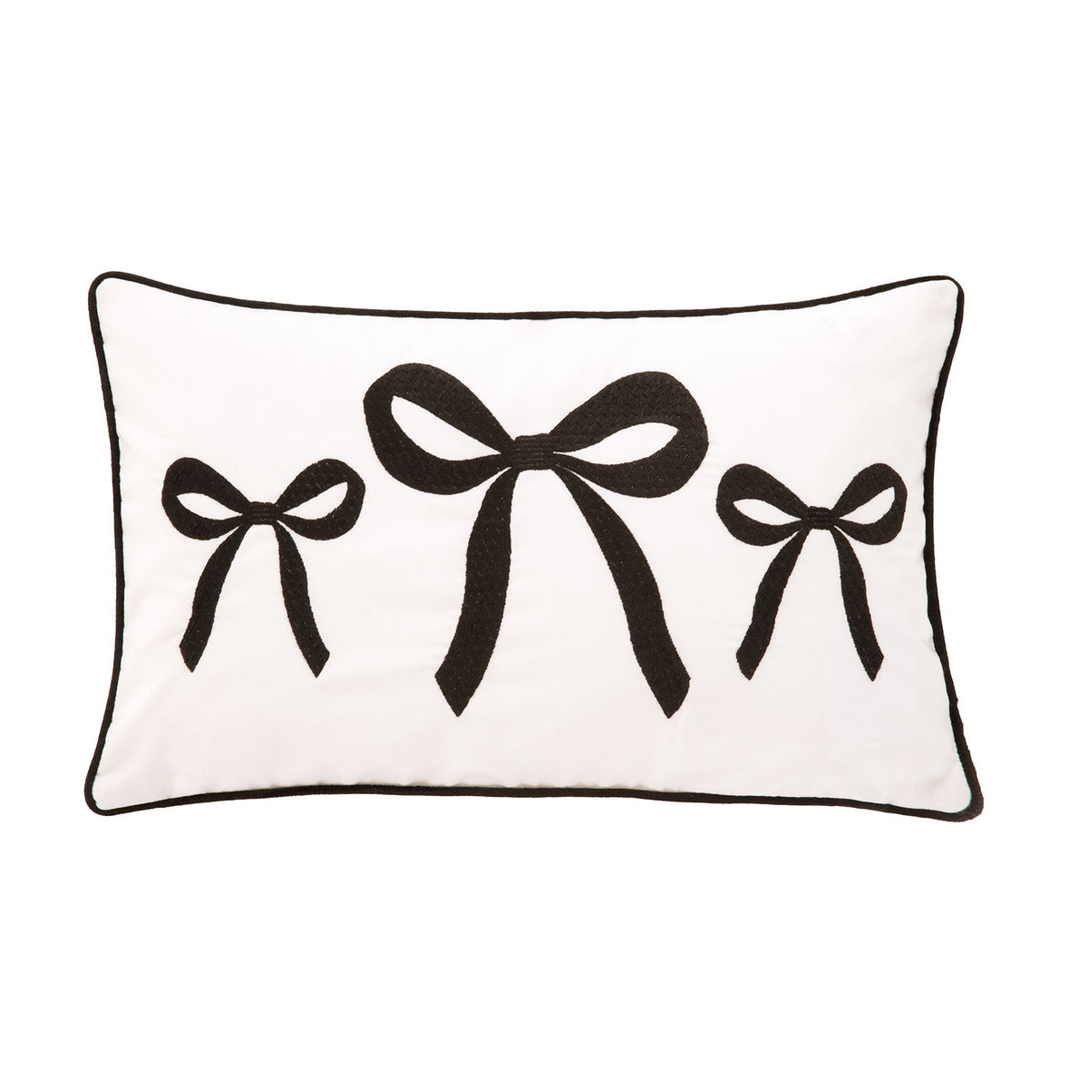 Belle Embroidered Bow Velvet Cushion (50cm x 30cm)