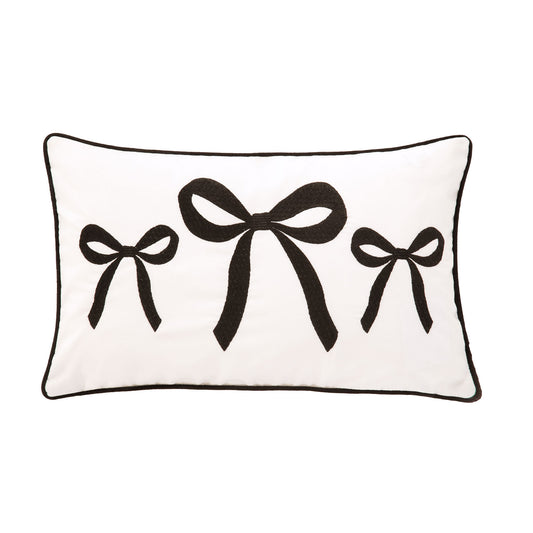 Belle Embroidered Bow Velvet Cushion (50cm x 30cm)