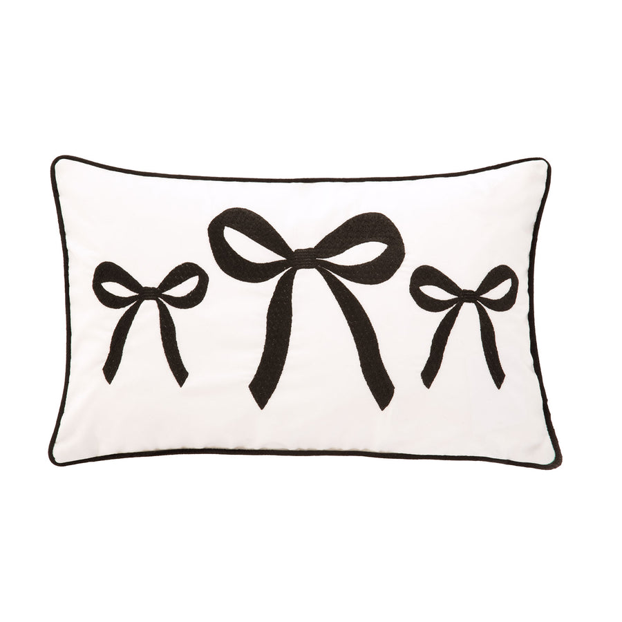 Belle Embroidered Bow Velvet Cushion (50cm x 30cm)