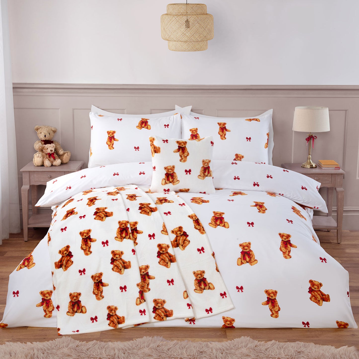 Bertie Bear Bedding, Cushion & Throw Bundle In A Bag