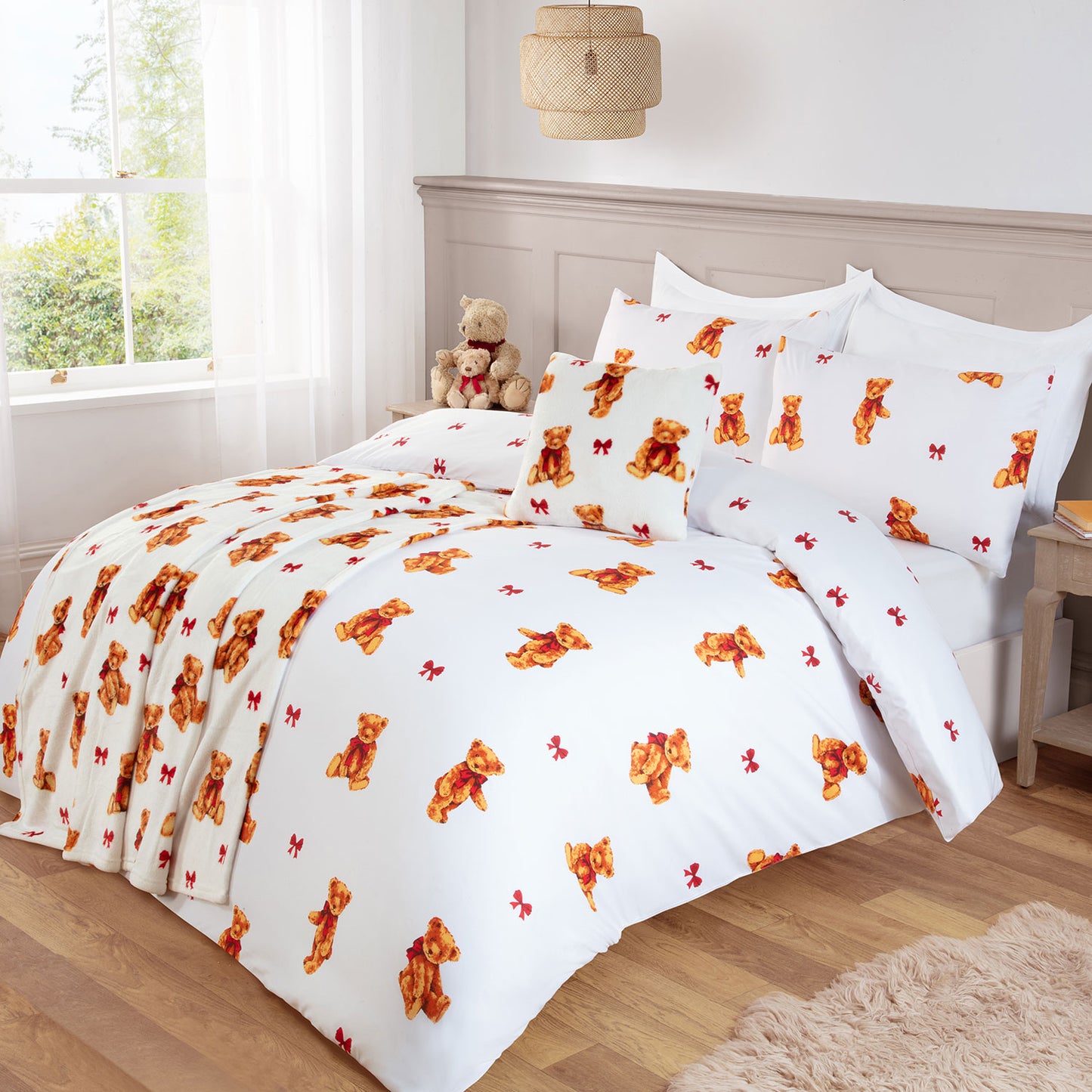 Bertie Bear Bedding, Cushion & Throw Bundle In A Bag