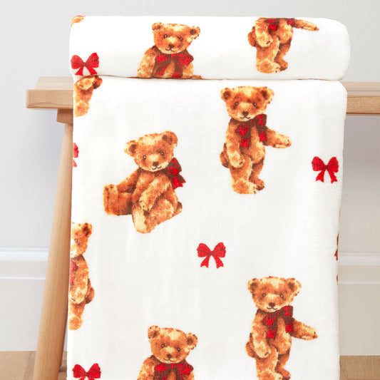 Bertie Bear Printed Fleece Throw (130cm x 150cm)