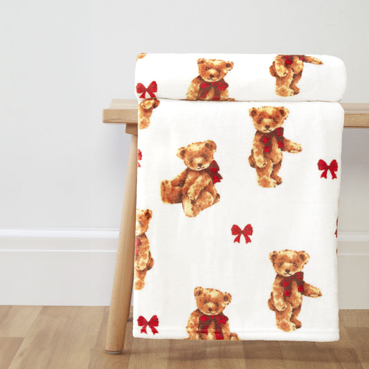 Bertie Bear Printed Fleece Throw (130cm x 150cm)
