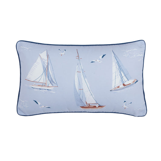 Boats & Gulls Blue Canvas Cushion (30cm x 50cm)