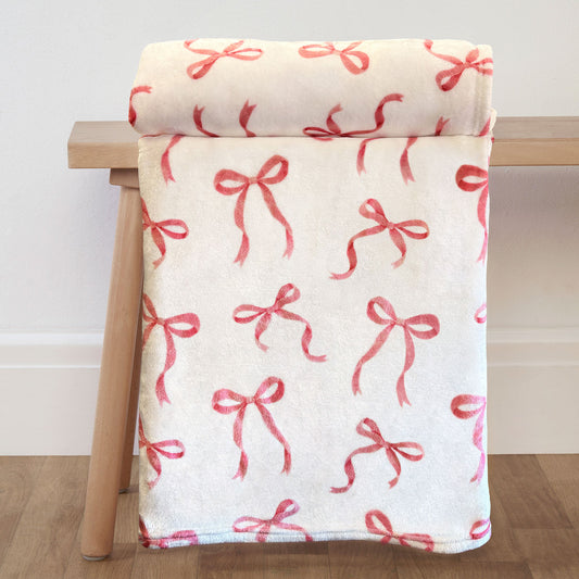 Beautiful Bows Printed Fleece Throw (130cm x 150cm)