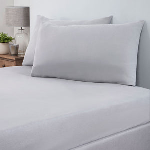 Grey 100% Brushed Cotton Housewife Pillowcase Pair