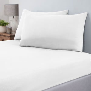 White 100% Brushed Cotton Housewife Pillowcase Pair