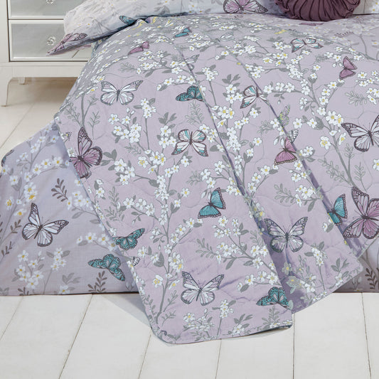 Flutter Lilac Quilted Throw (240cm x 160cm)