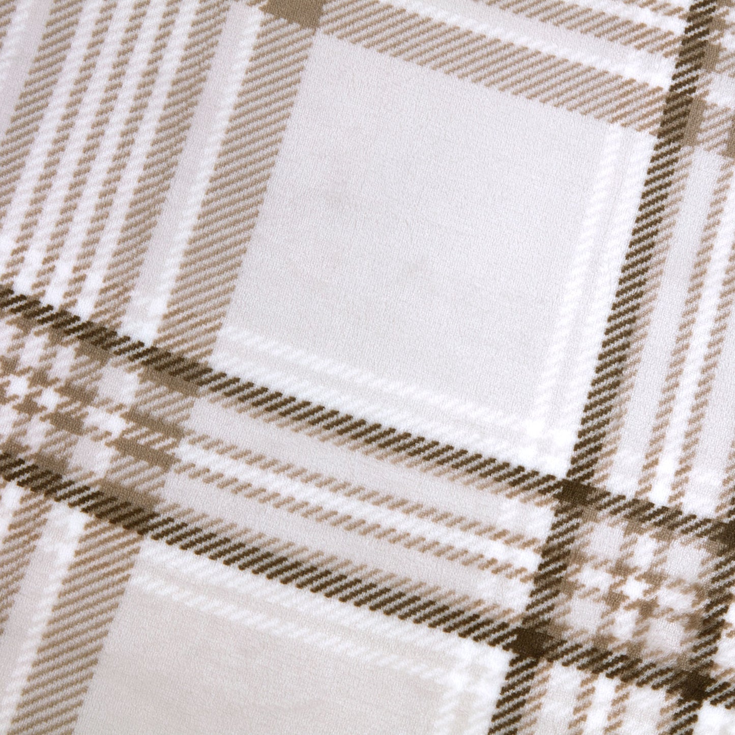 Check Natural Printed Fleece Throw (130cm x 150cm)