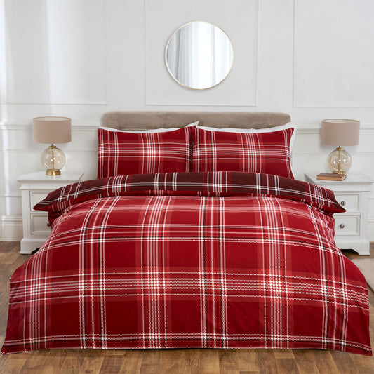 Shetland Red Check Brushed Cotton Duvet Set