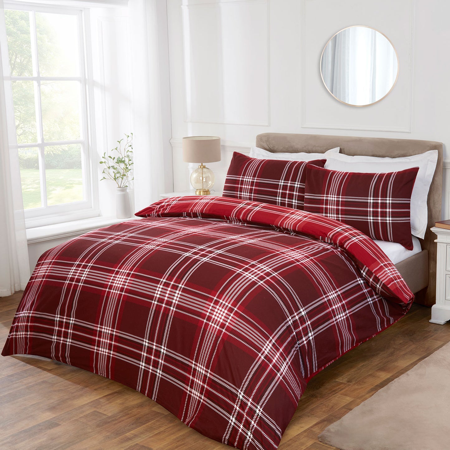 Shetland Red Check Brushed Cotton Duvet Set