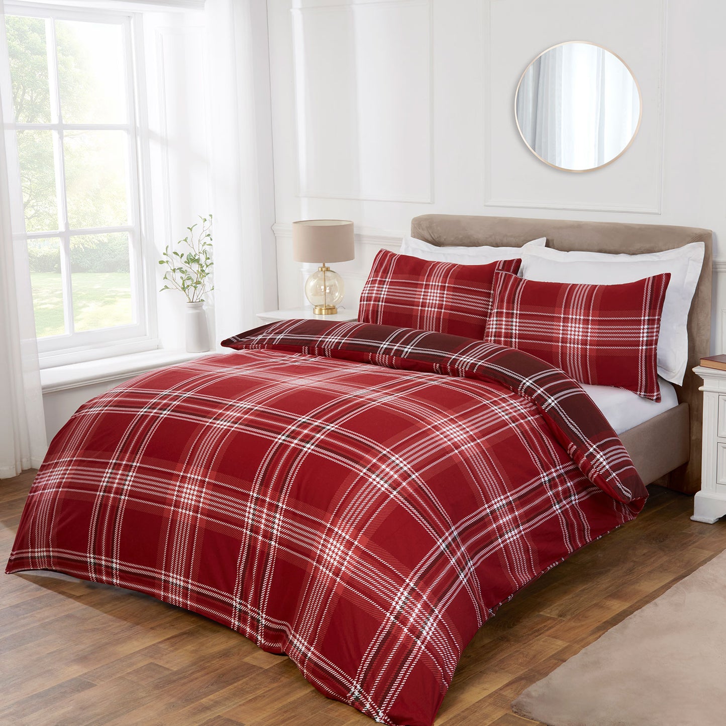 Shetland Red Check Brushed Cotton Duvet Set