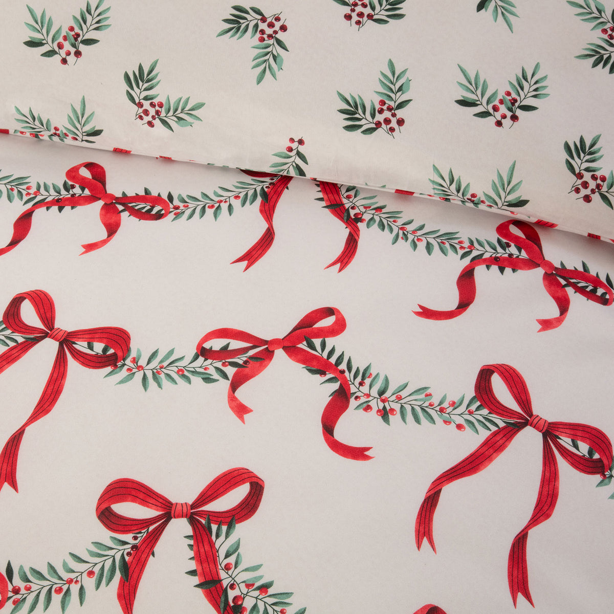 Christmas Bows Reversible Super Soft Duvet Set