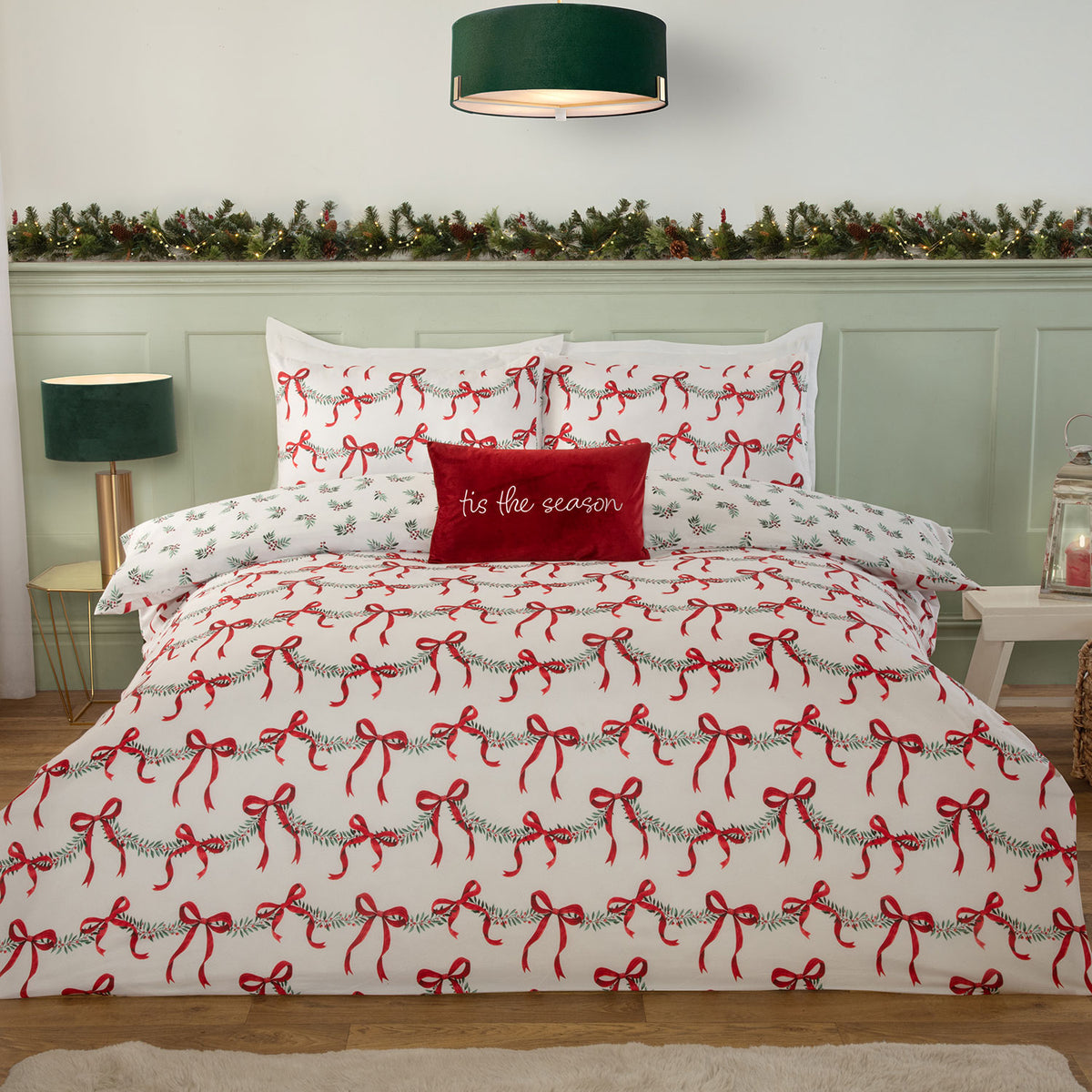 Christmas Bows Reversible Super Soft Duvet Set