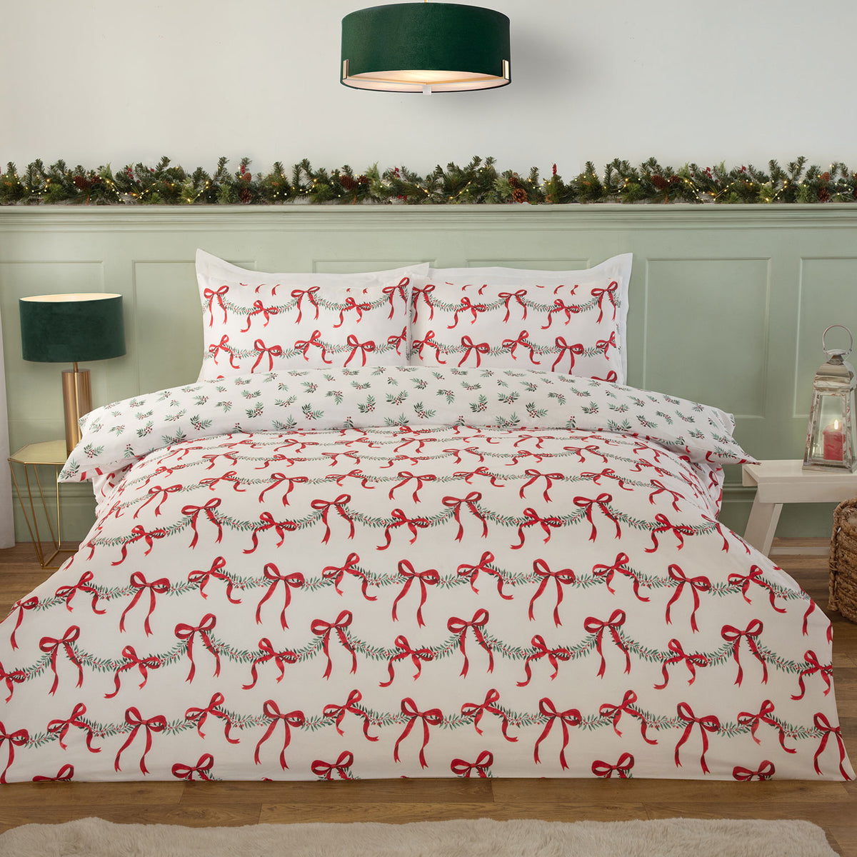 Christmas Bows Reversible Super Soft Duvet Set