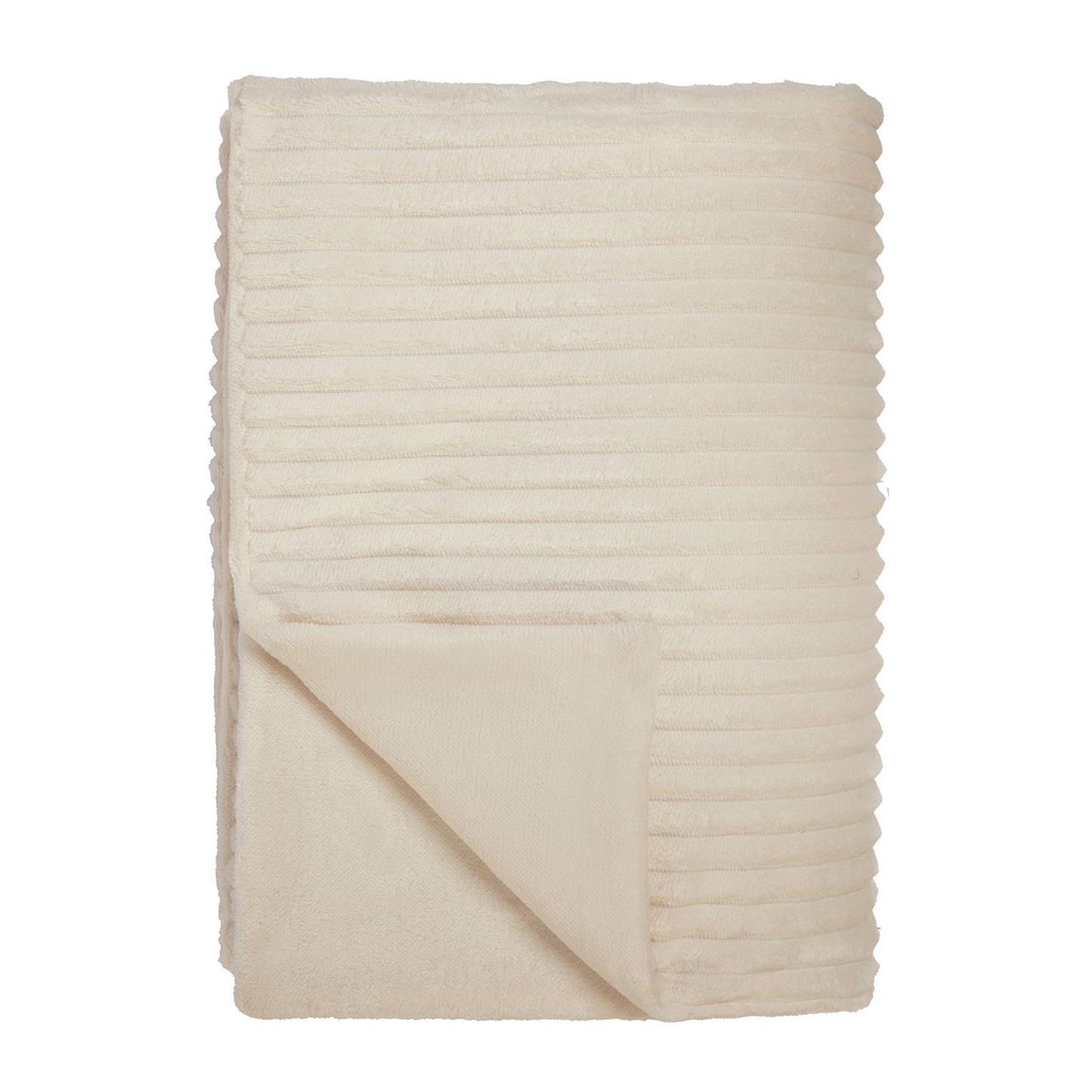 Brooklyn Ivory Chunky Ribbed Fleece Throw (130cm x 180cm)