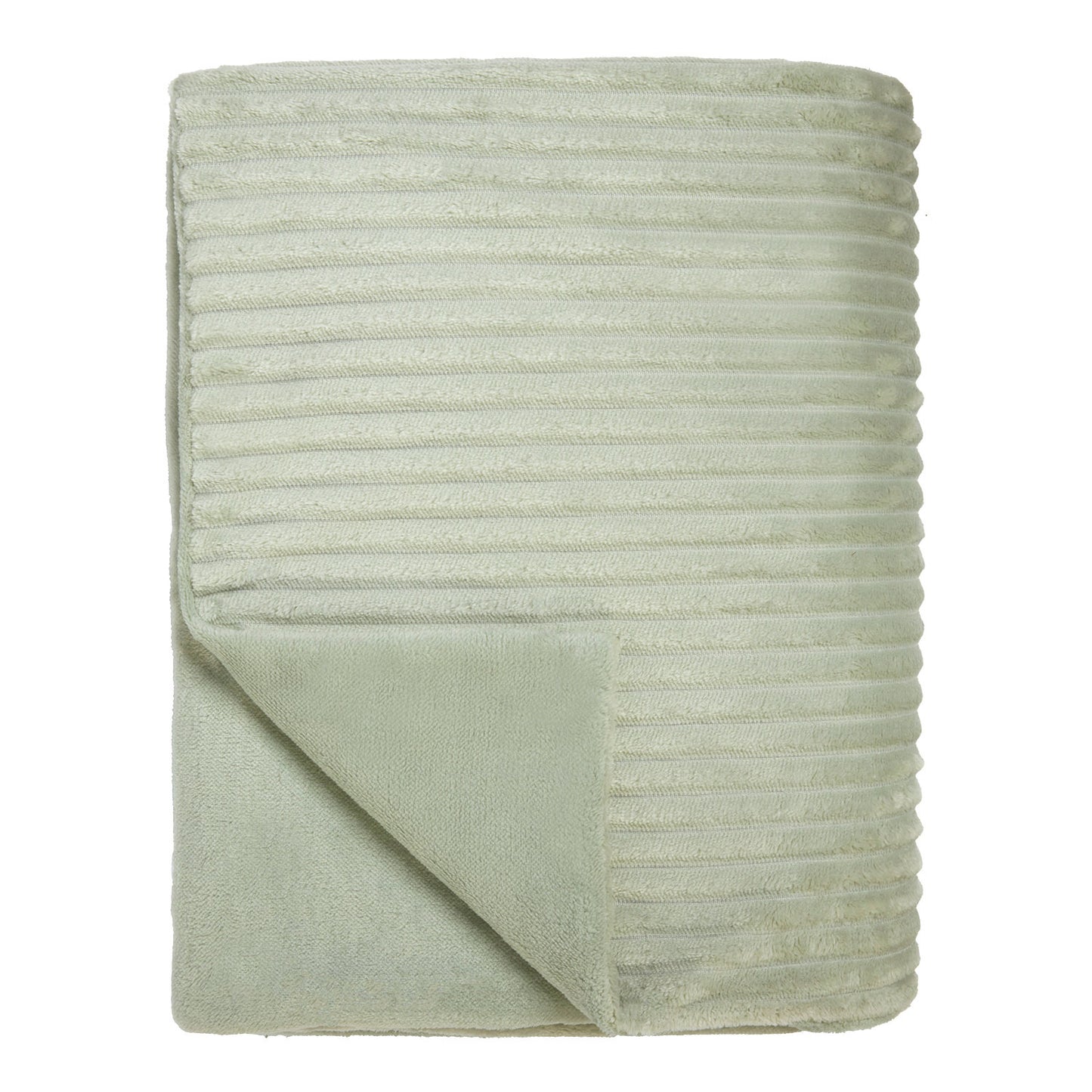 Brooklyn Soft Green Chunky Ribbed Fleece Throw (130cm x 180cm)