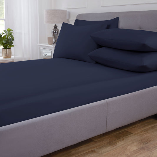 Cool Comfort Navy Cotton Lyocell Fitted Sheet