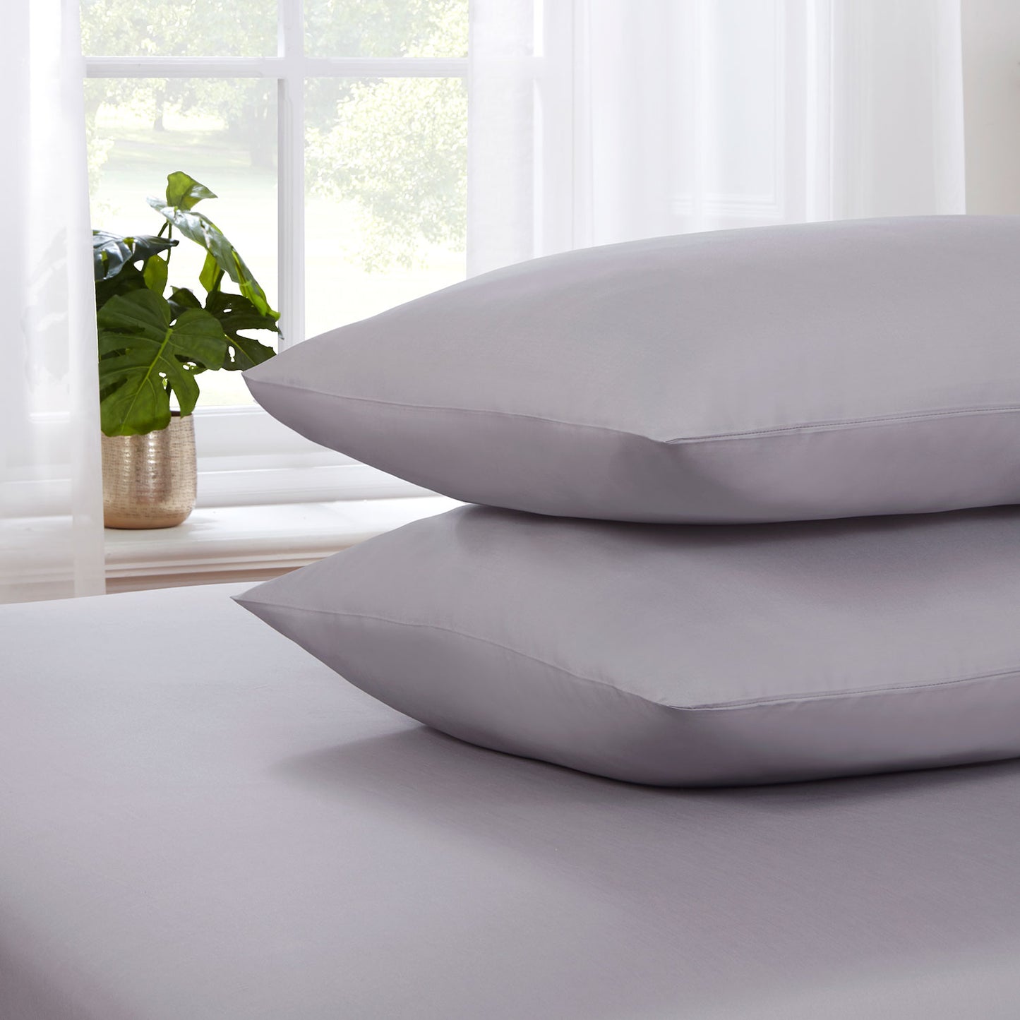 Cool Comfort Grey Cotton Lyocell Housewife Pillowcases (Pair)