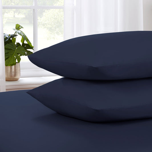 Cool Comfort Navy Cotton Lyocell Housewife pillowcases (Pair)
