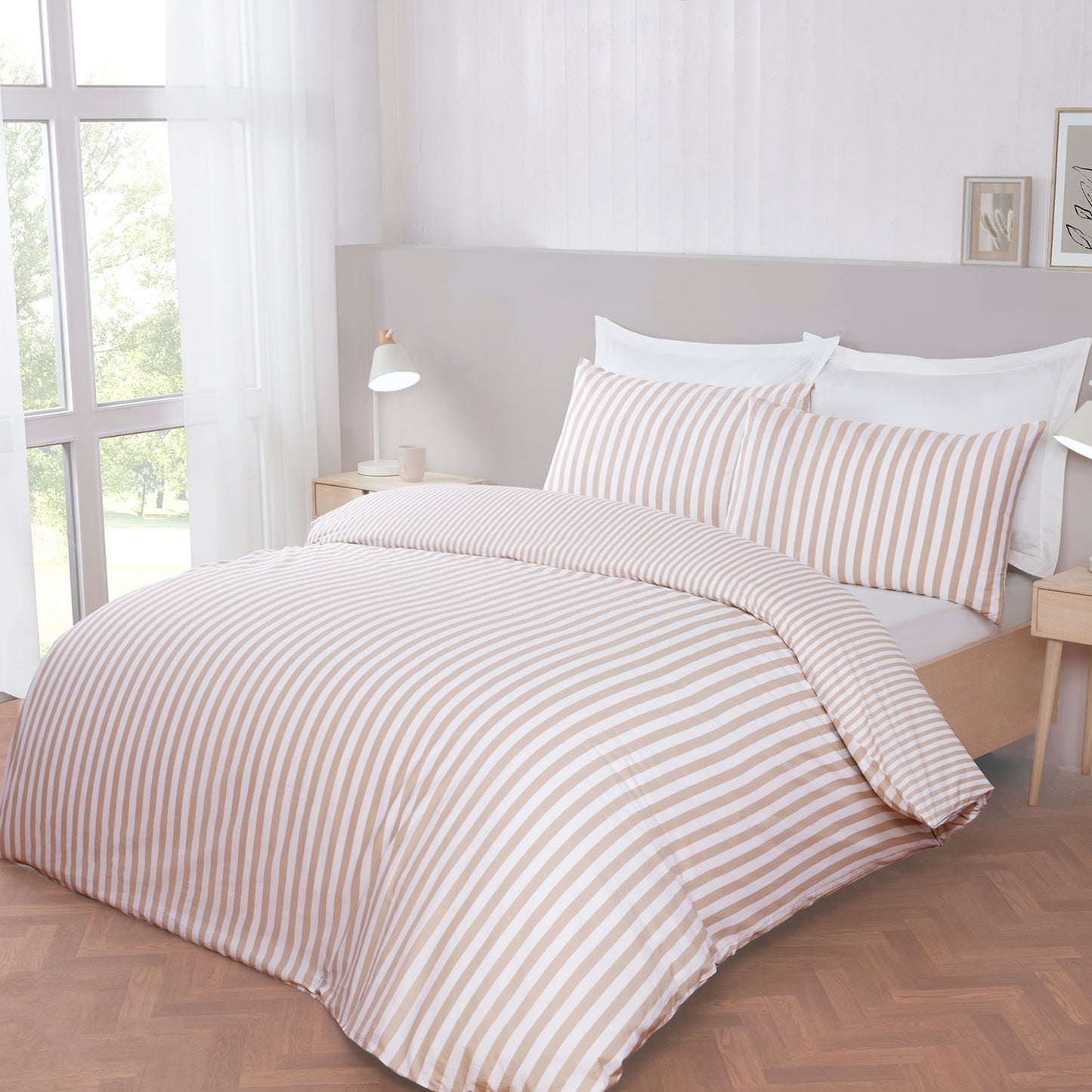 Cool Comfort Natural Stripe Cotton Lyocell Duvet Set