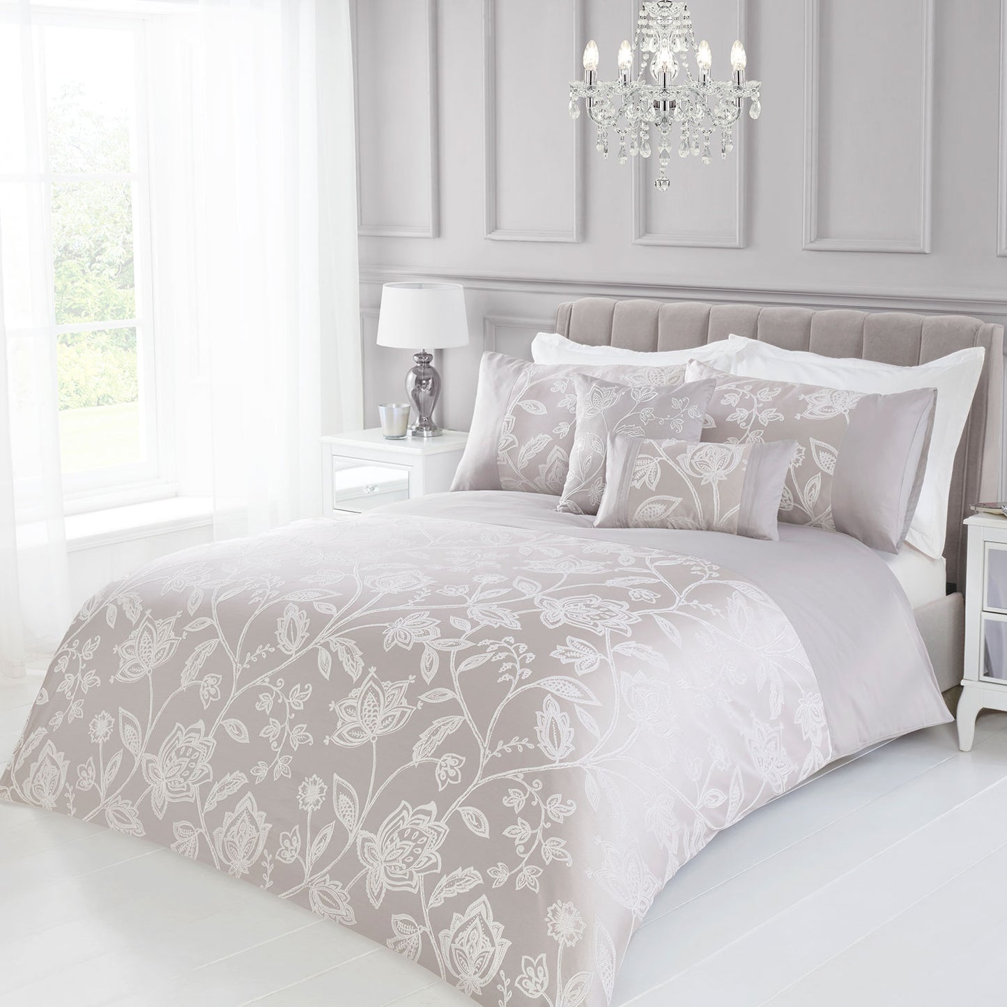 Dorchester Silver Embellished Jacquard Duvet Set