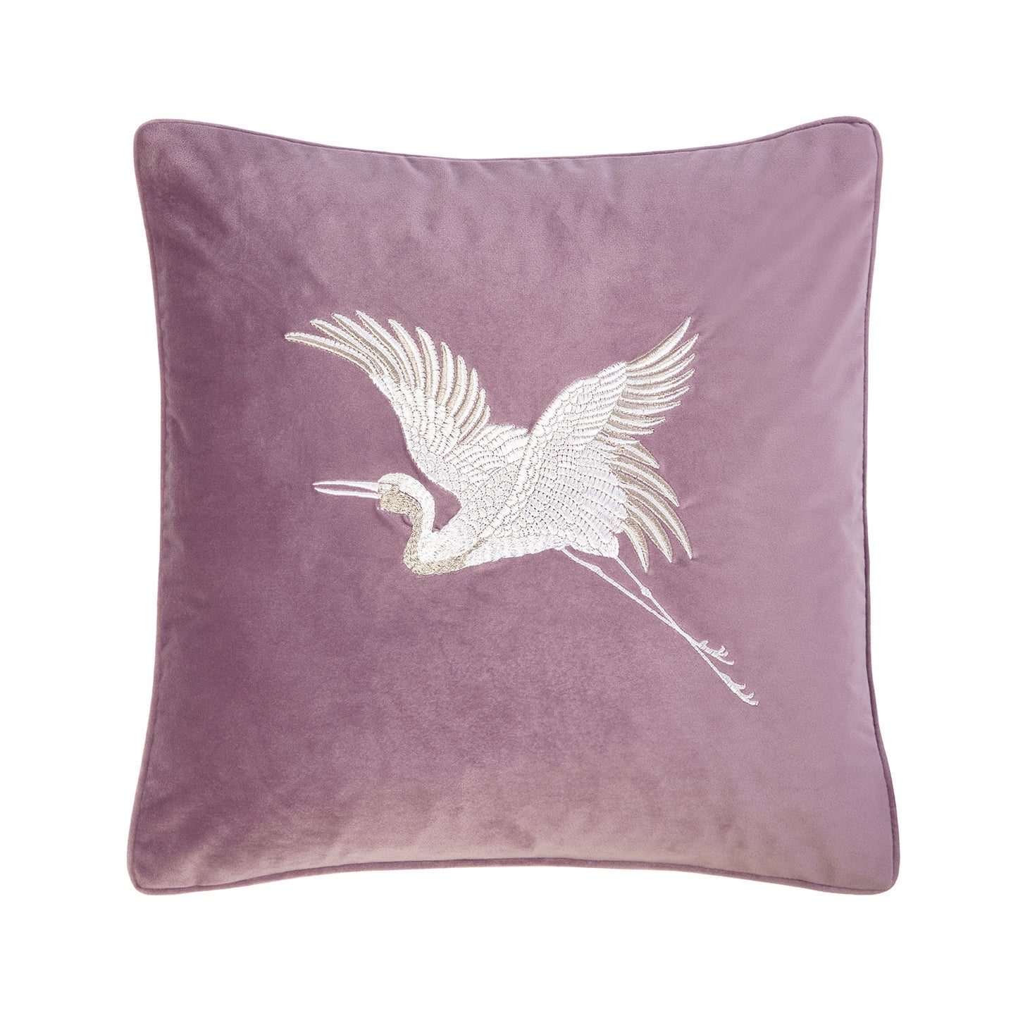 Mystic Bird Lilac Embroidered Cushion (43cm x 43cm)