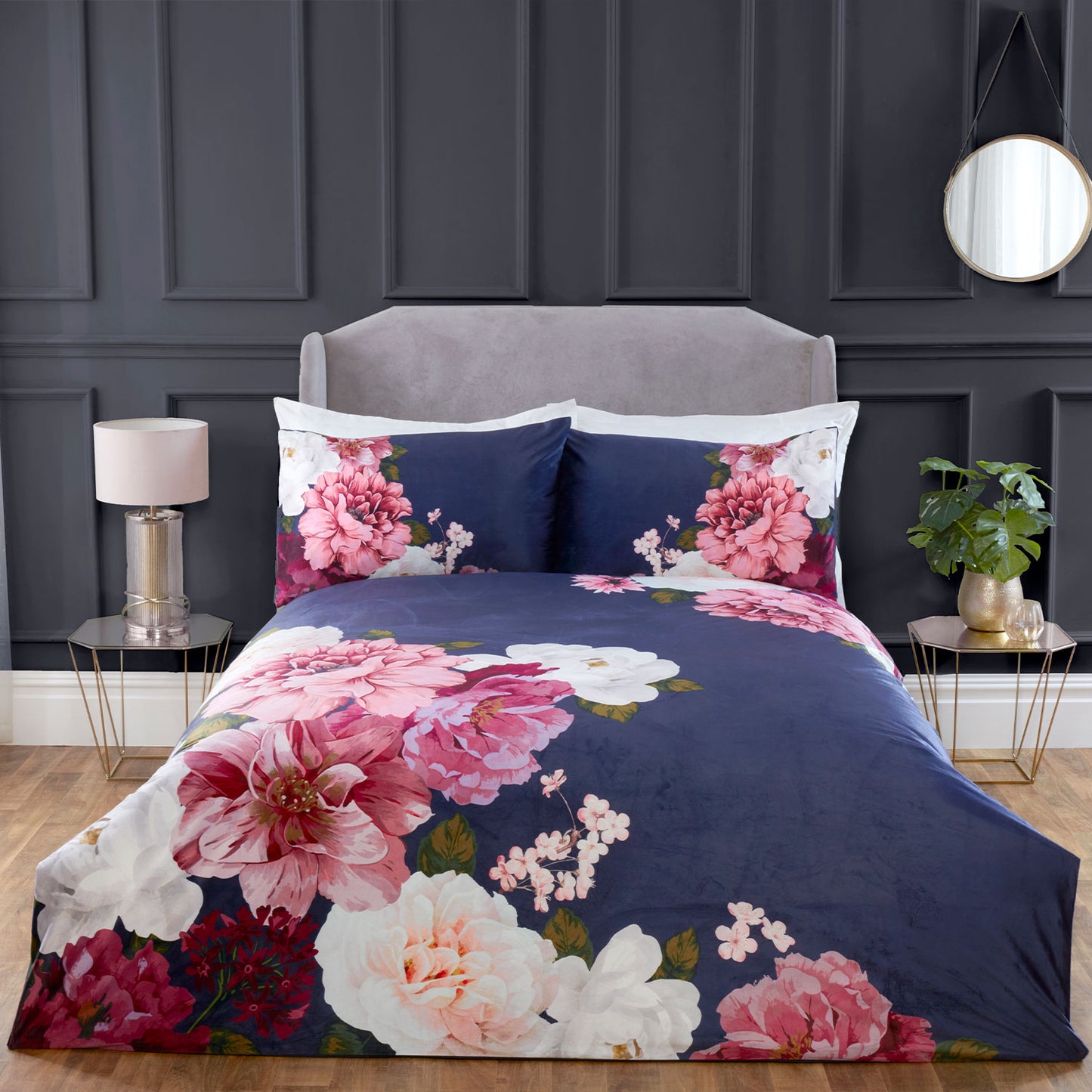 Eliza Bloom Navy Velvet Duvet Set