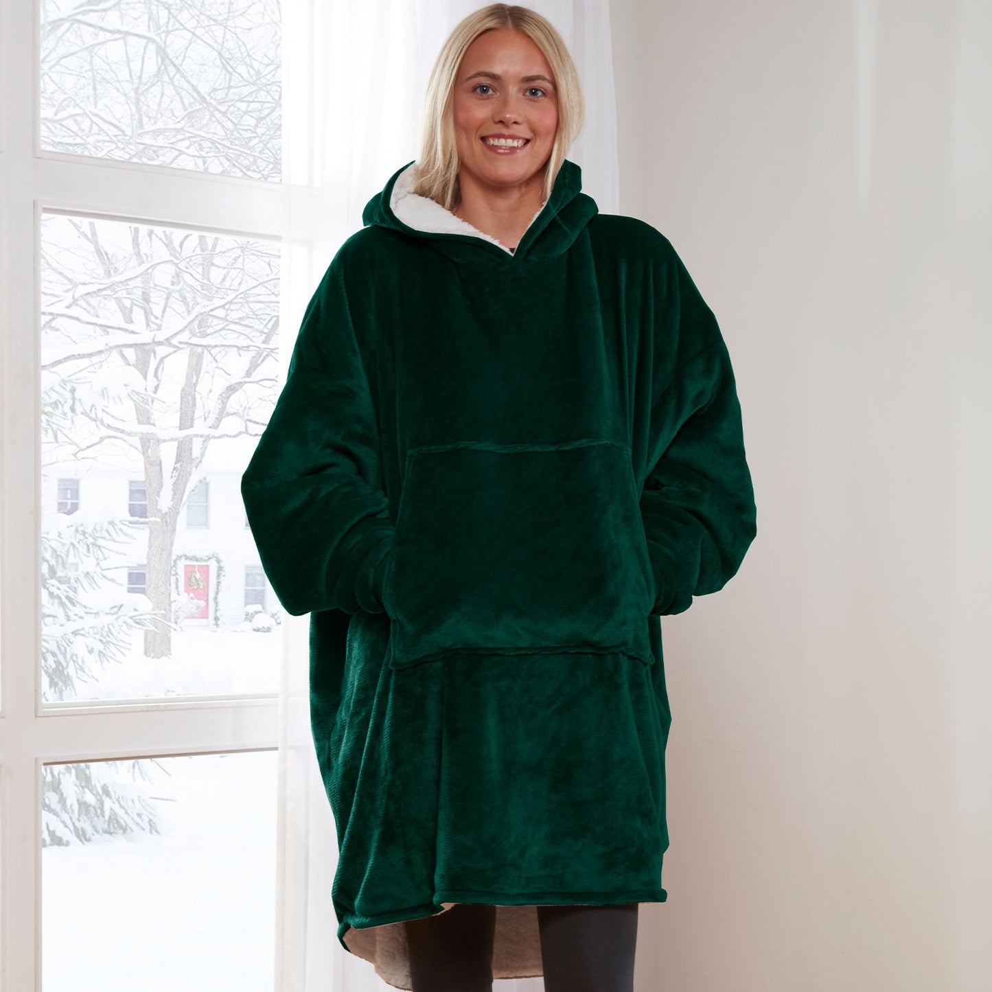 Emerald Adult Oversized Flannel Fleece Hoodie (One Size)