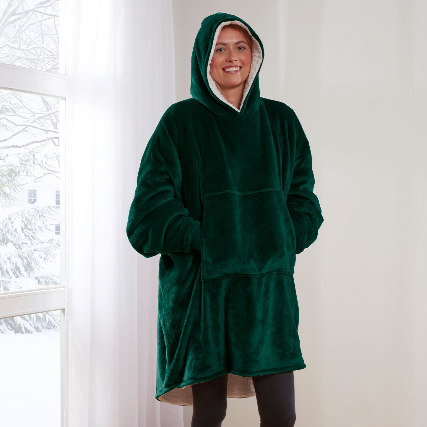 Emerald Adult Oversized Flannel Fleece Hoodie (One Size)