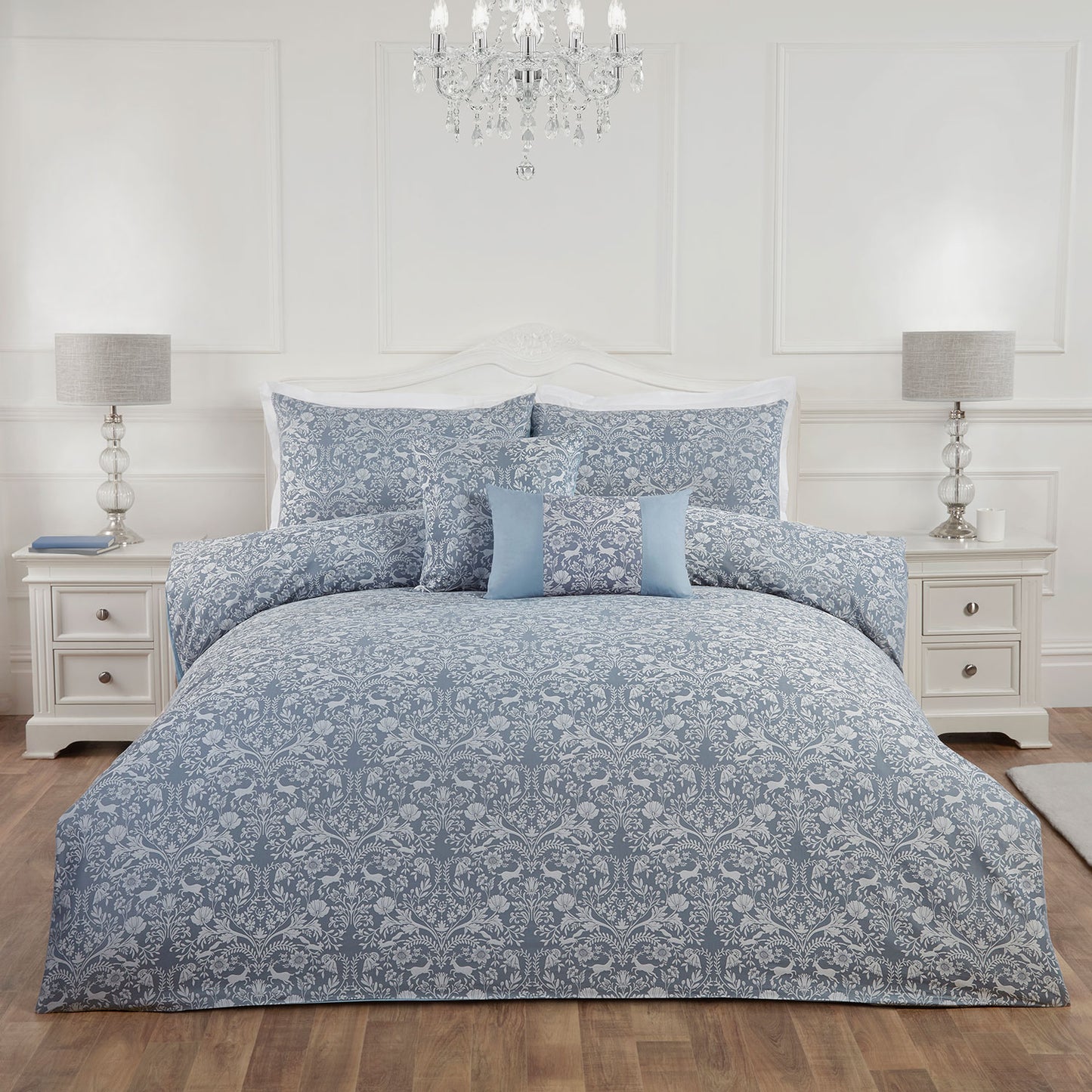 Enchanted Blue Luxury Jacquard Duvet Set