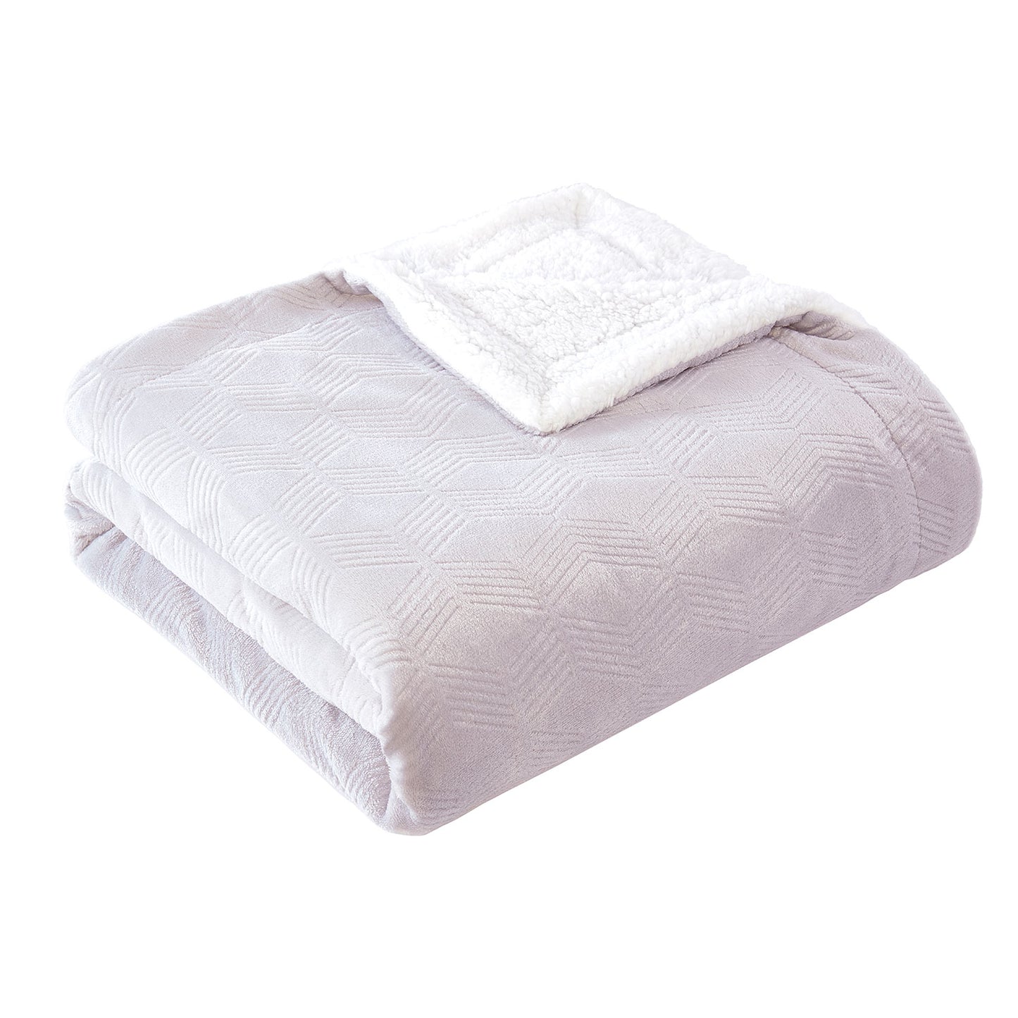 Everly Silver Grey Sherpa Throw (130cm x 180cm)