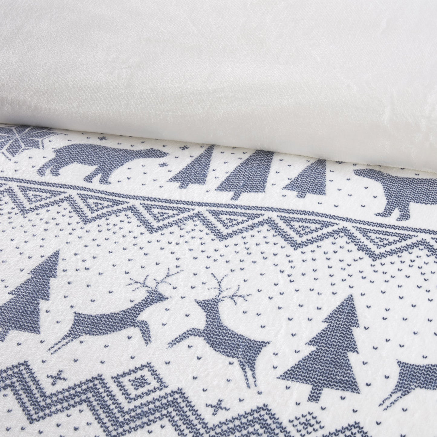 Fairisle Blue Reversible Fleece Duvet Set