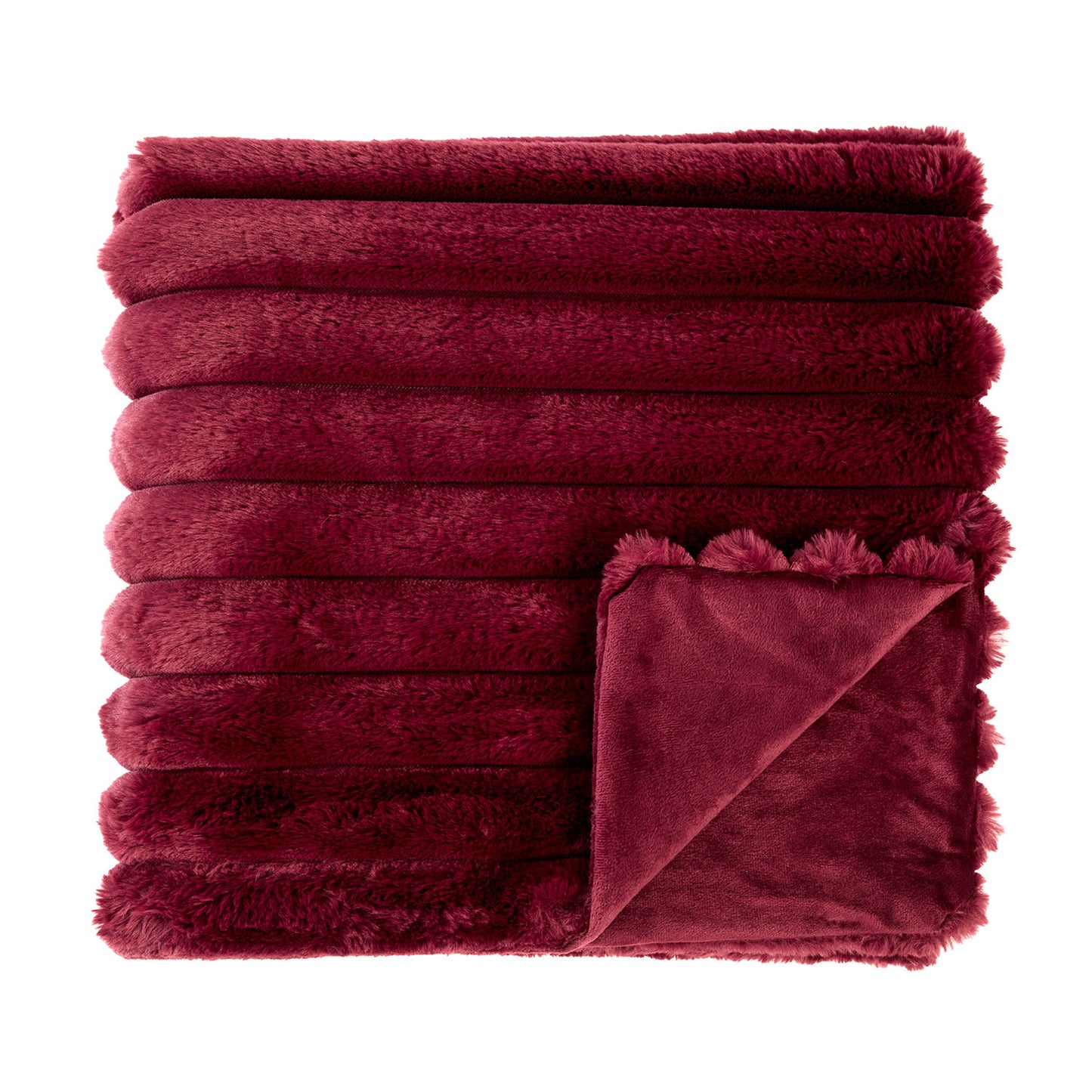 Fairmont Claret Luxury Faux Fur Throw (130cm x 180cm)