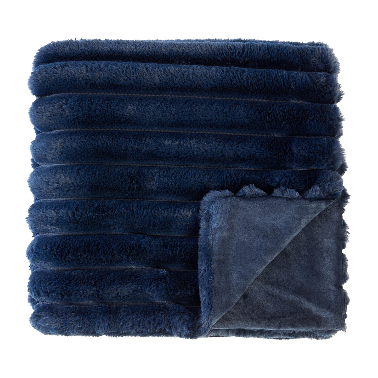 Fairmont Navy Luxury Faux Fur Throw (130cm x 180cm)