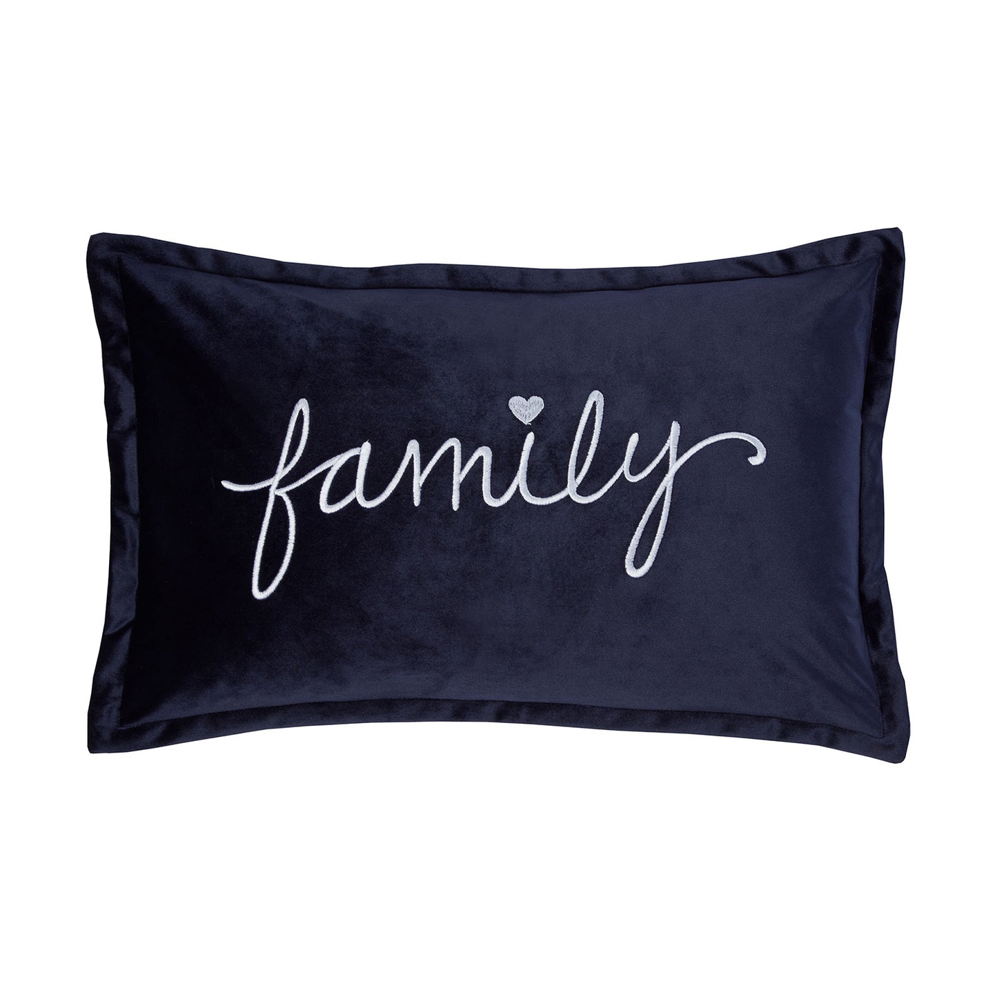 Family Navy Embroidered Velvet Cushion (30cm x 50cm)